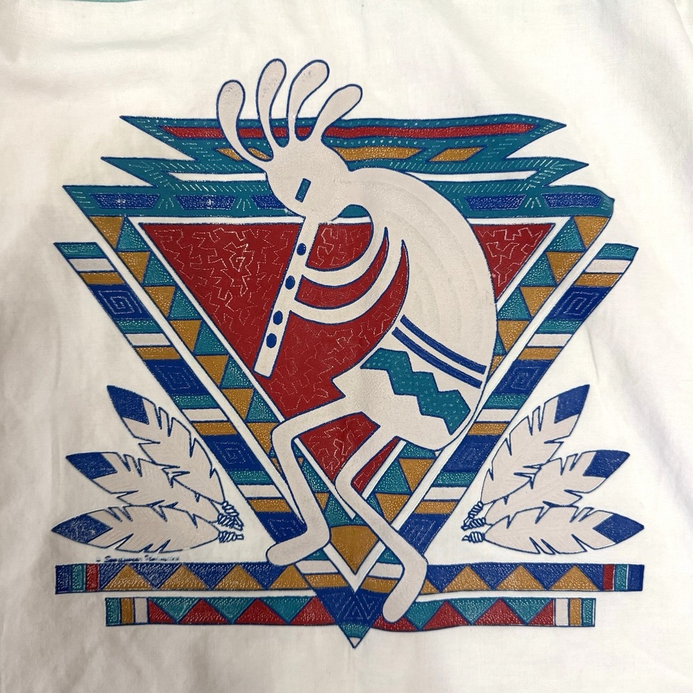 Vtg 80s Cotton Fitz 1/4 Zip Pullover Southwest Kokopelli Native American USA M